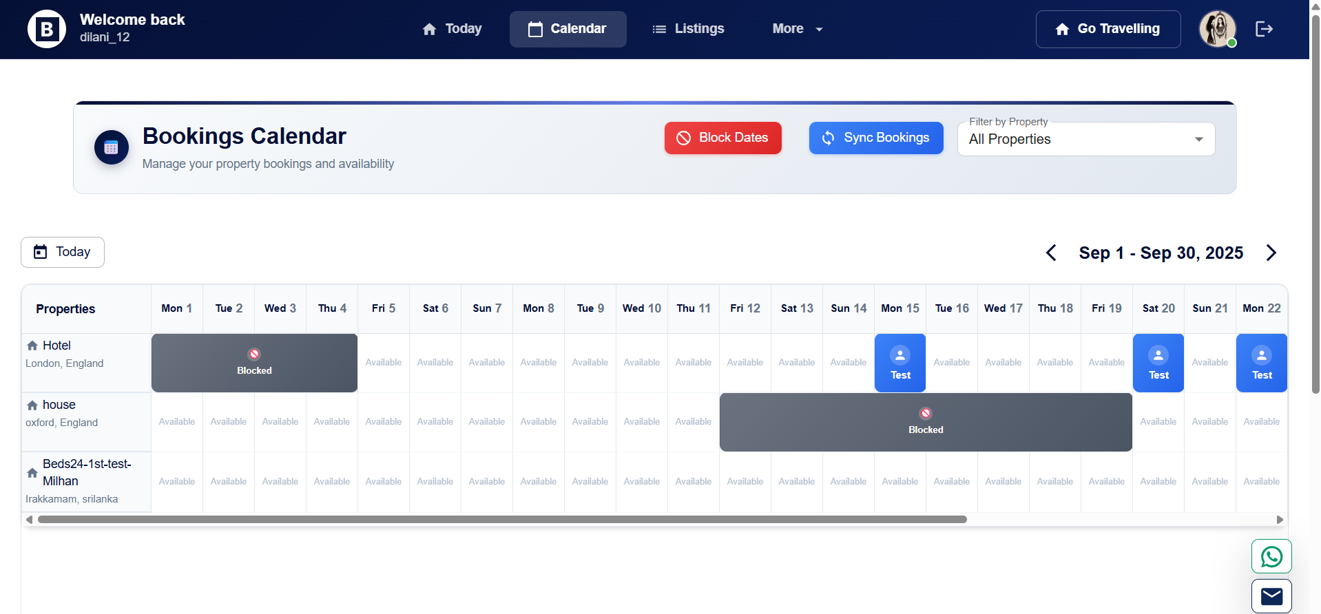 Calendar Interface